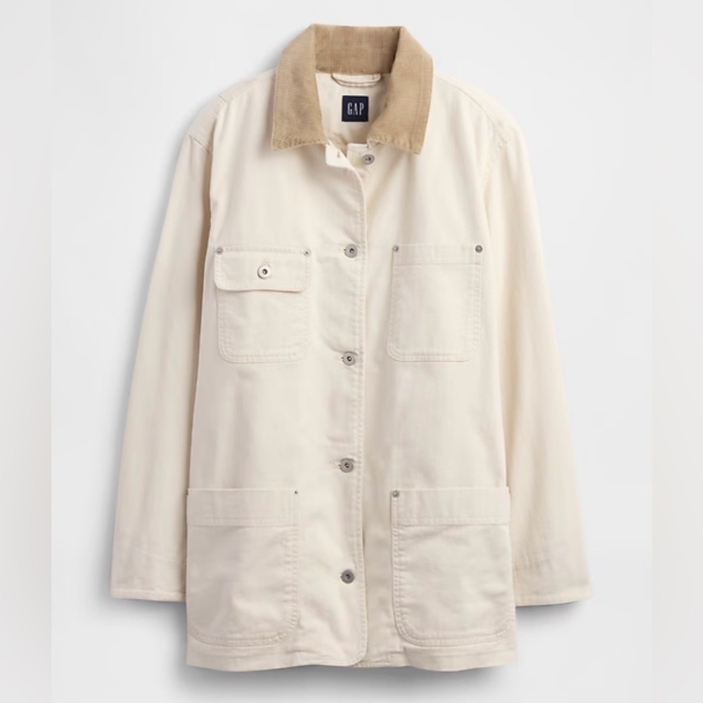 Gap Corduroy Collar Gorpcore Canvas Barn Chore Work Coat NWT LT - Picture 5 of 6